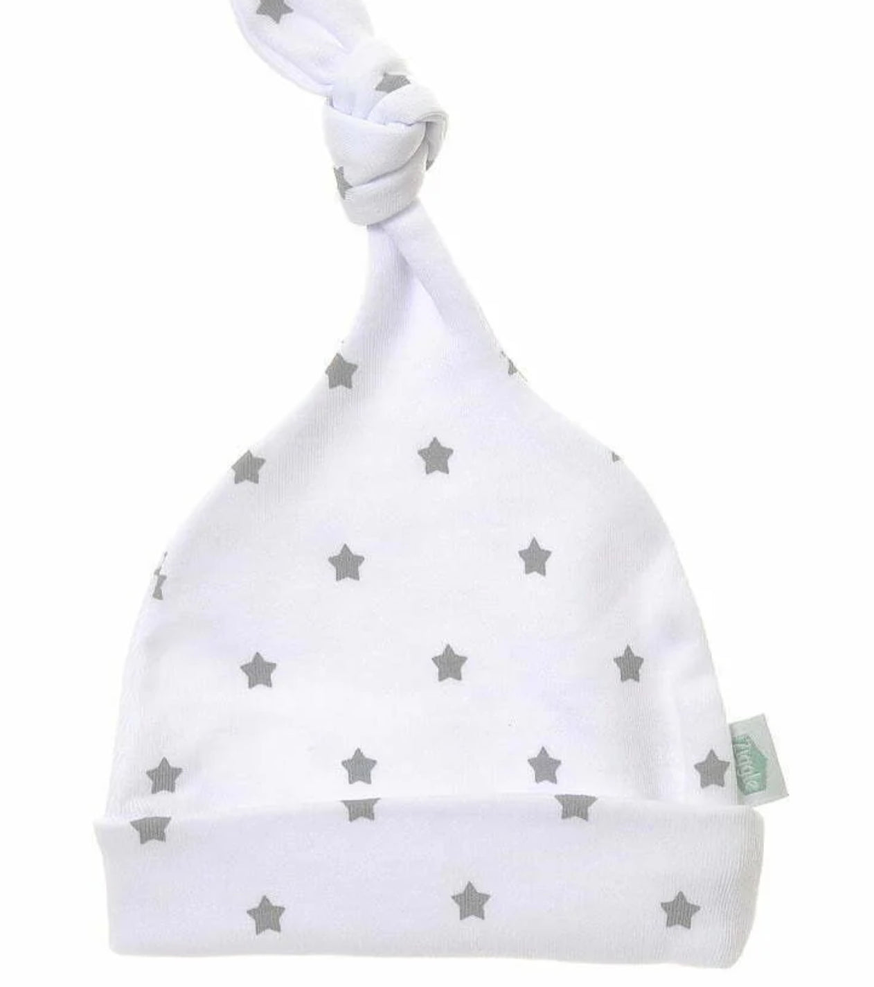 Baby Hat - White & Grey Stars