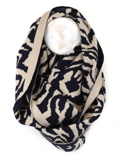 Navy mix recycled blend animal stripe snood