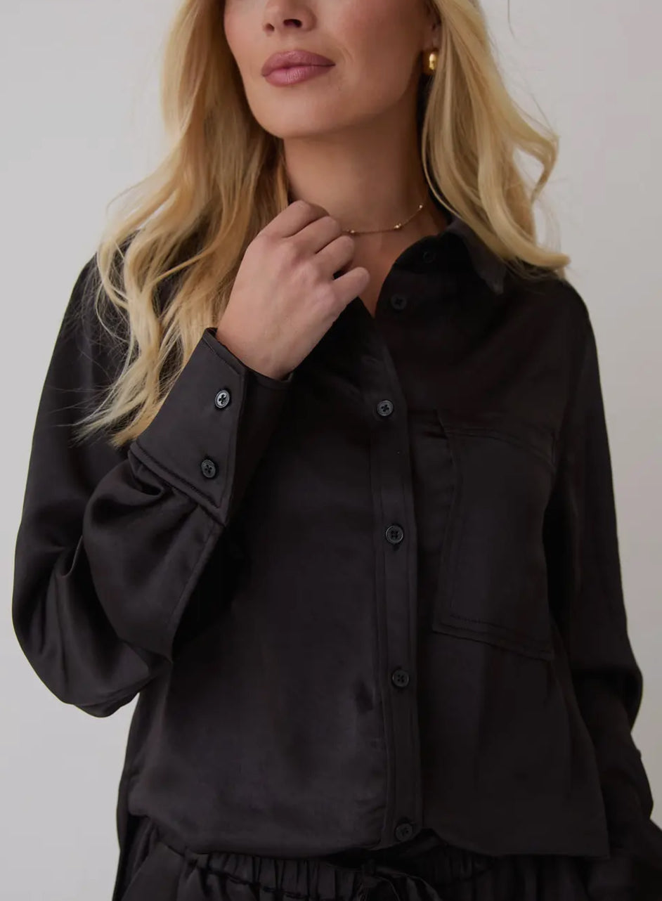 Black Luxe Satin Shirt