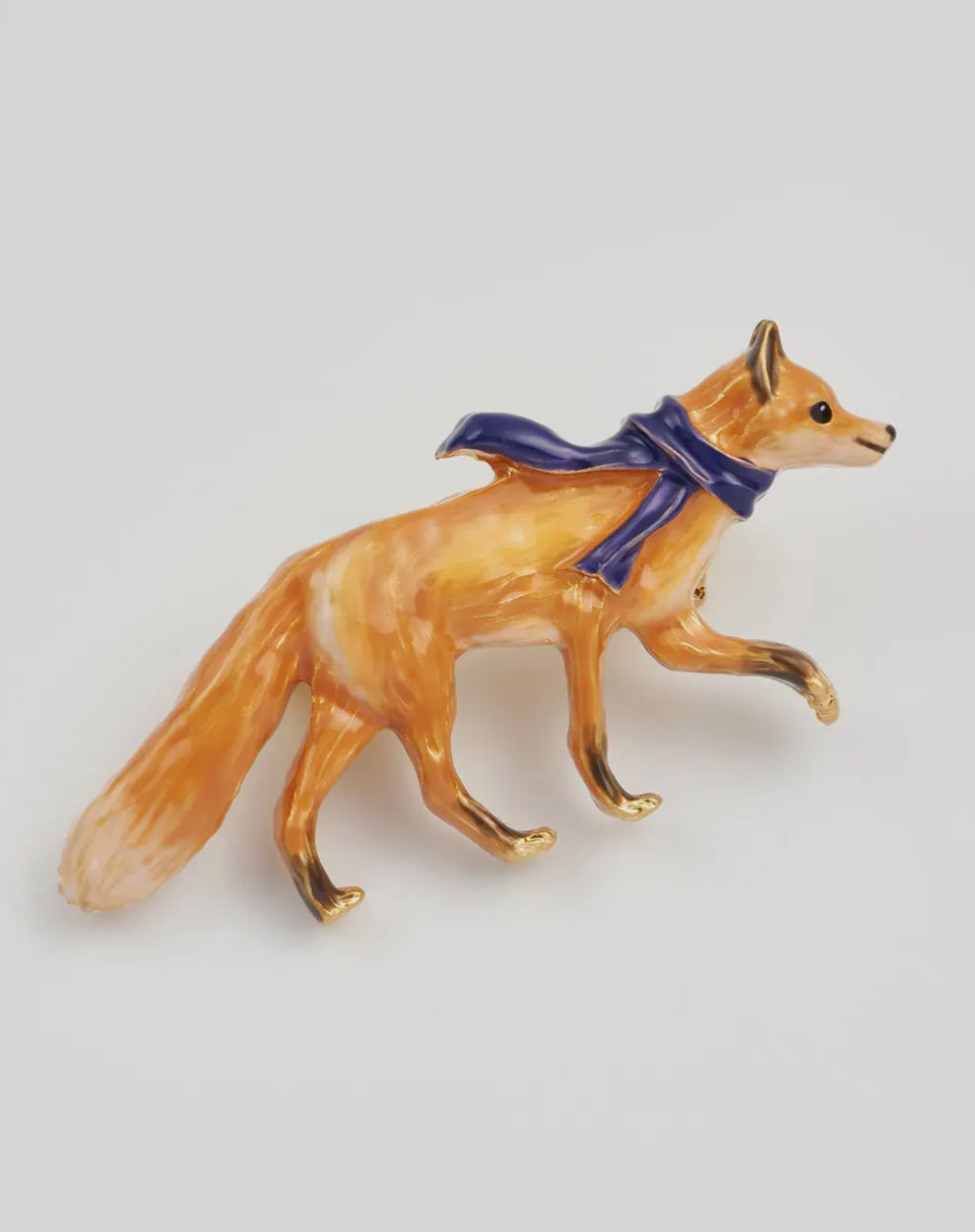 Fox Brooch- Cosy enamel 22ct gold plated fox