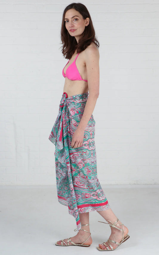 Cherry - Paisley print Pink & Green Scarf