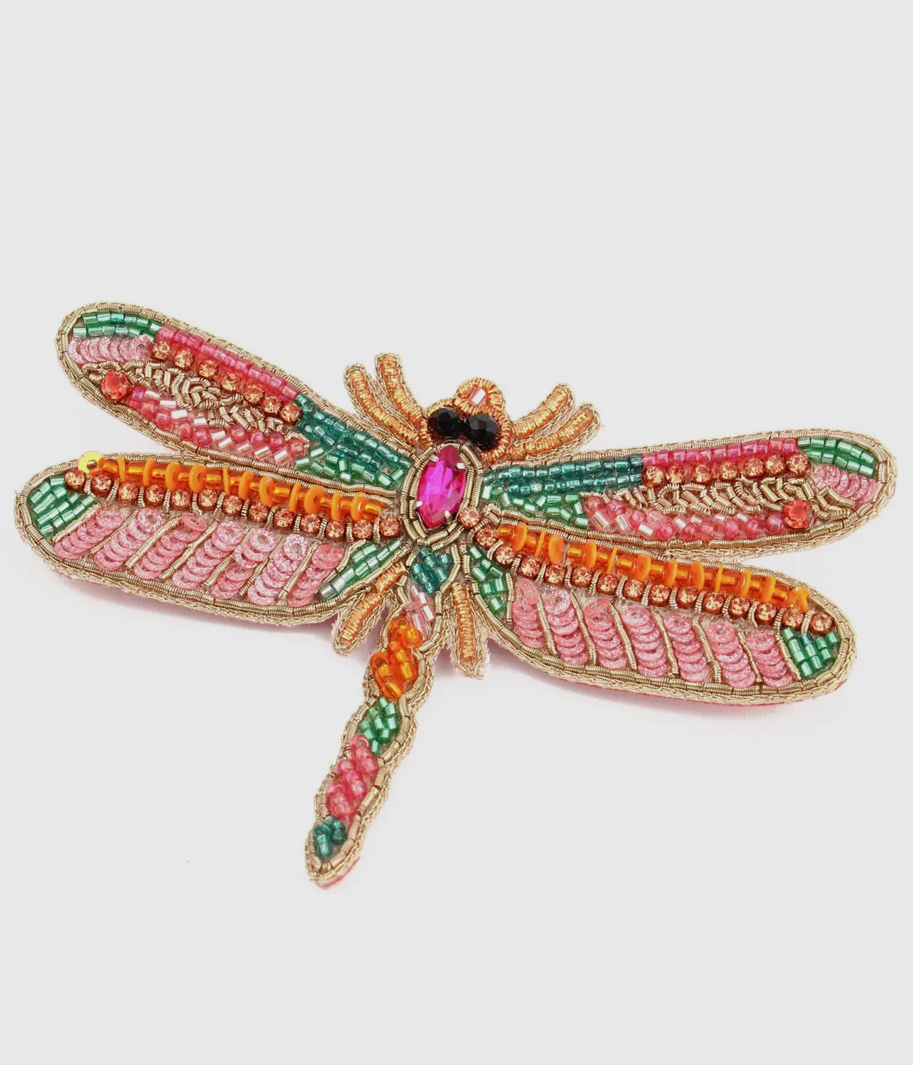 My Doris Pink Beaded Dragonfly Broach