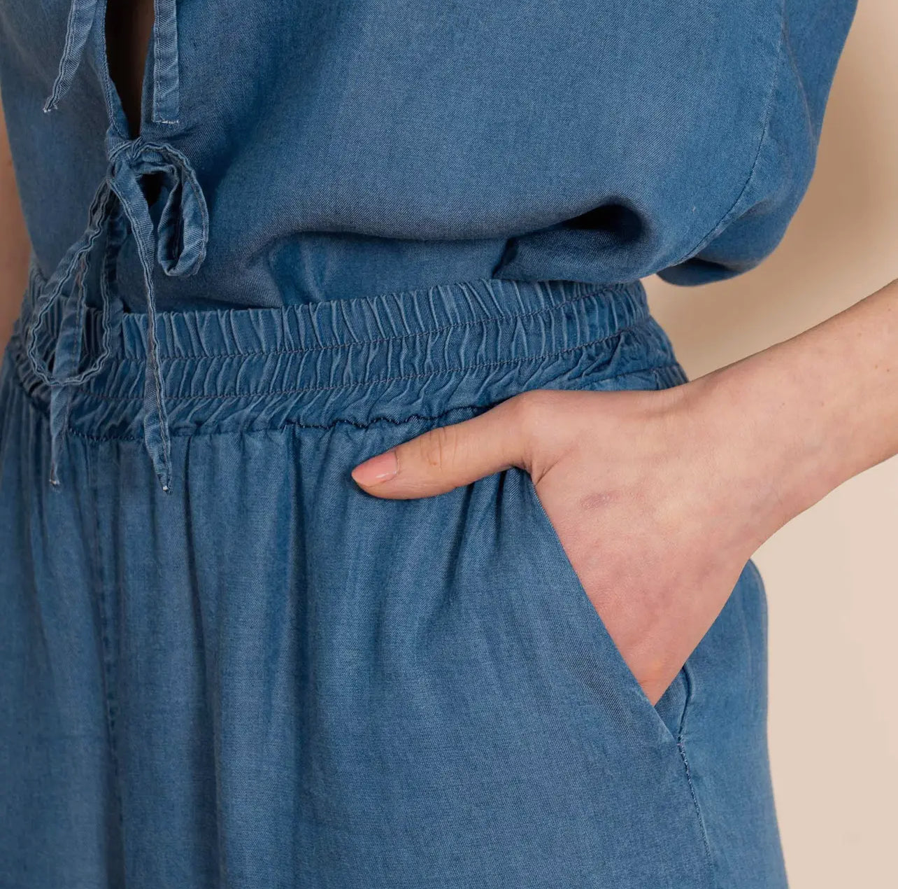 Ezra Chambray Wide Leg Trouser