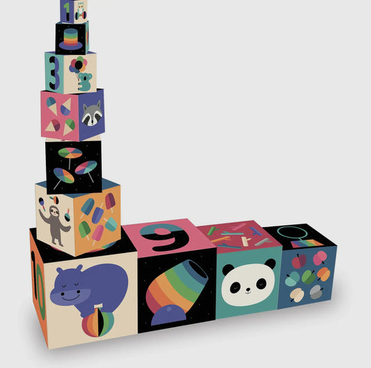 Bright Cheerful Decorated Stacking Cubes
