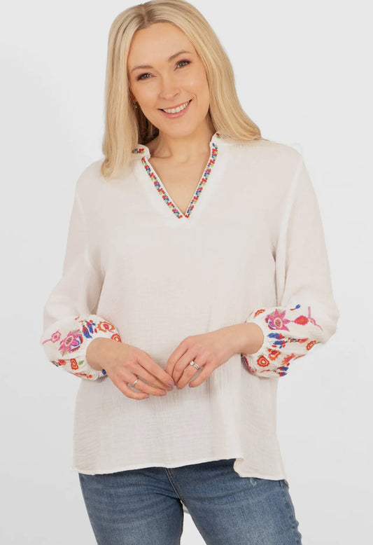 Honey Cotton Embroidered Blouse