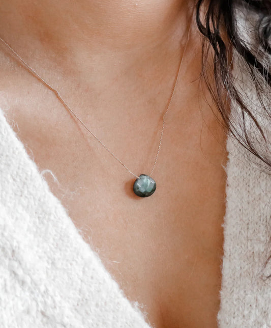 Labradorite Stone Fine Silk Cord Necklace