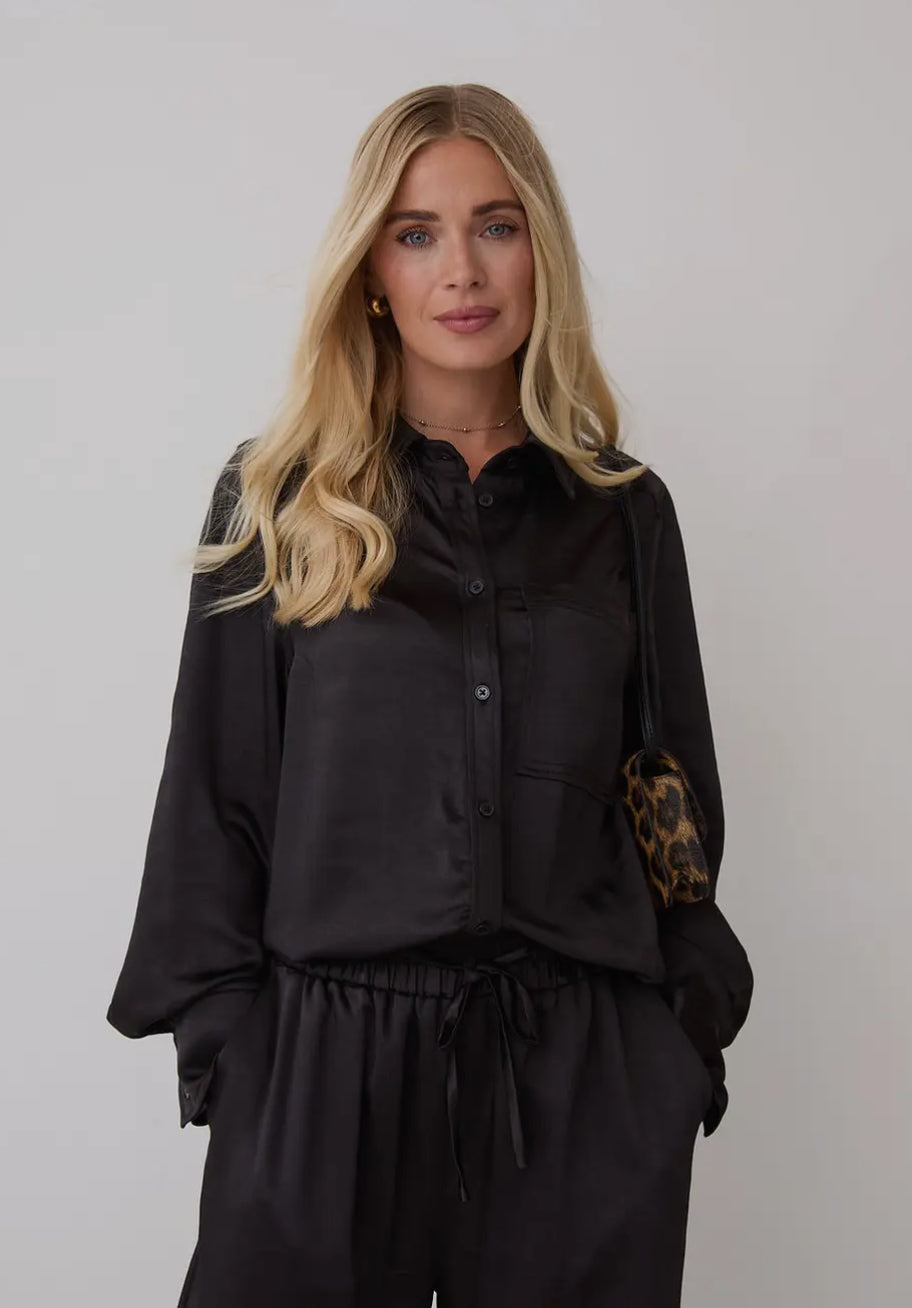 Black Luxe Satin Shirt