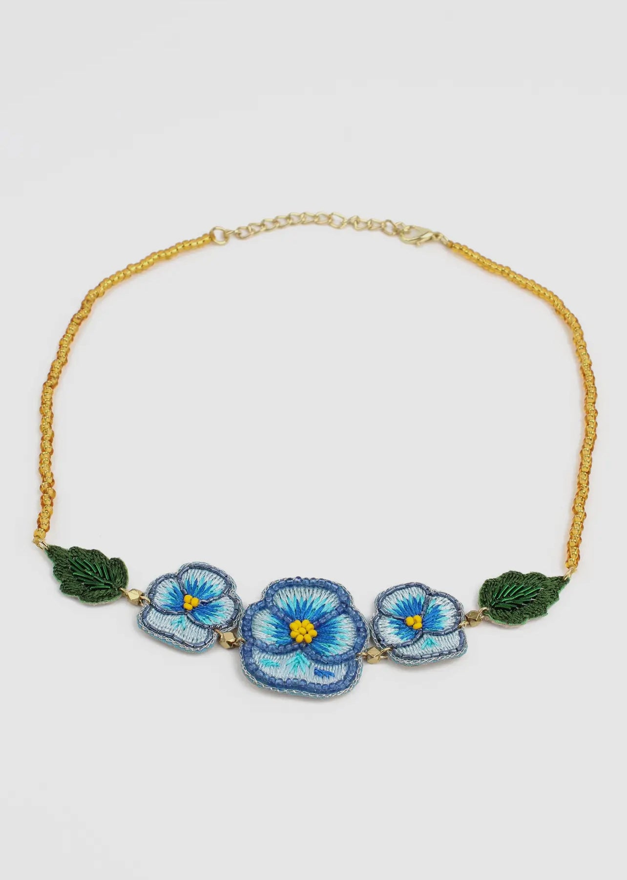 My Doris Blue Pansy Beaded Necklace