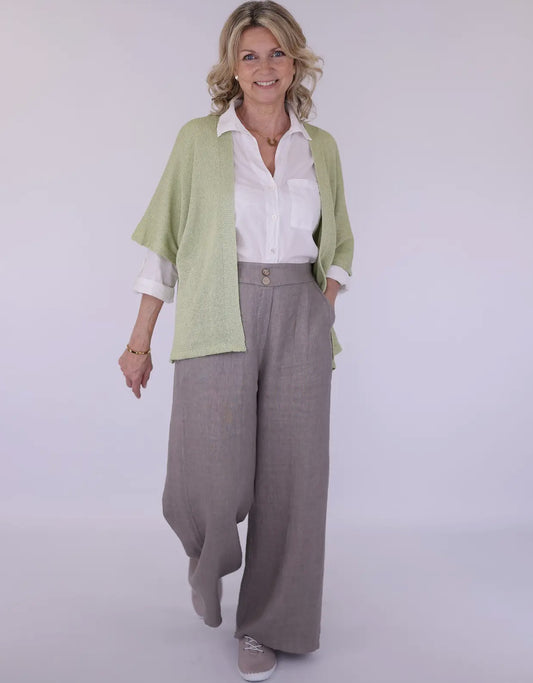 Annabelle Wide Straight Leg Linen Trouser - Truffle