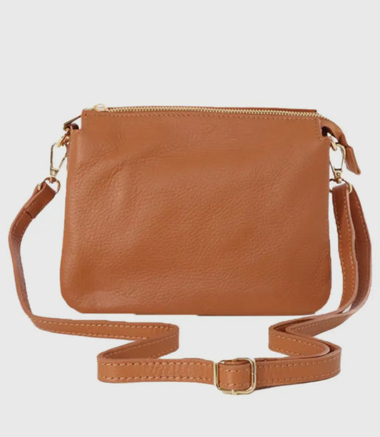 3 Compartment Cross Body Bag - Italian Leather