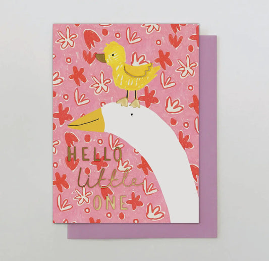 Pink Hello Little One - New Baby Card