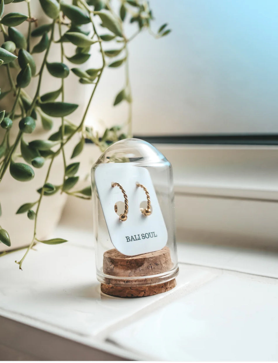Bali Gold Twisted Stud Earrings