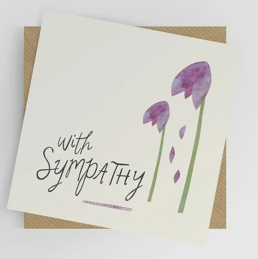 Sympathy Card - With Sympathy Flower Design
