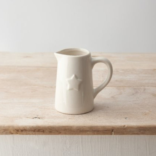 White Jug with Star - Ceramic 12cm