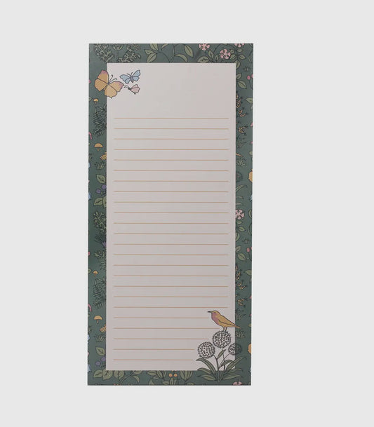 Lined Memo Pad - Botanical Wildlife Garden Design