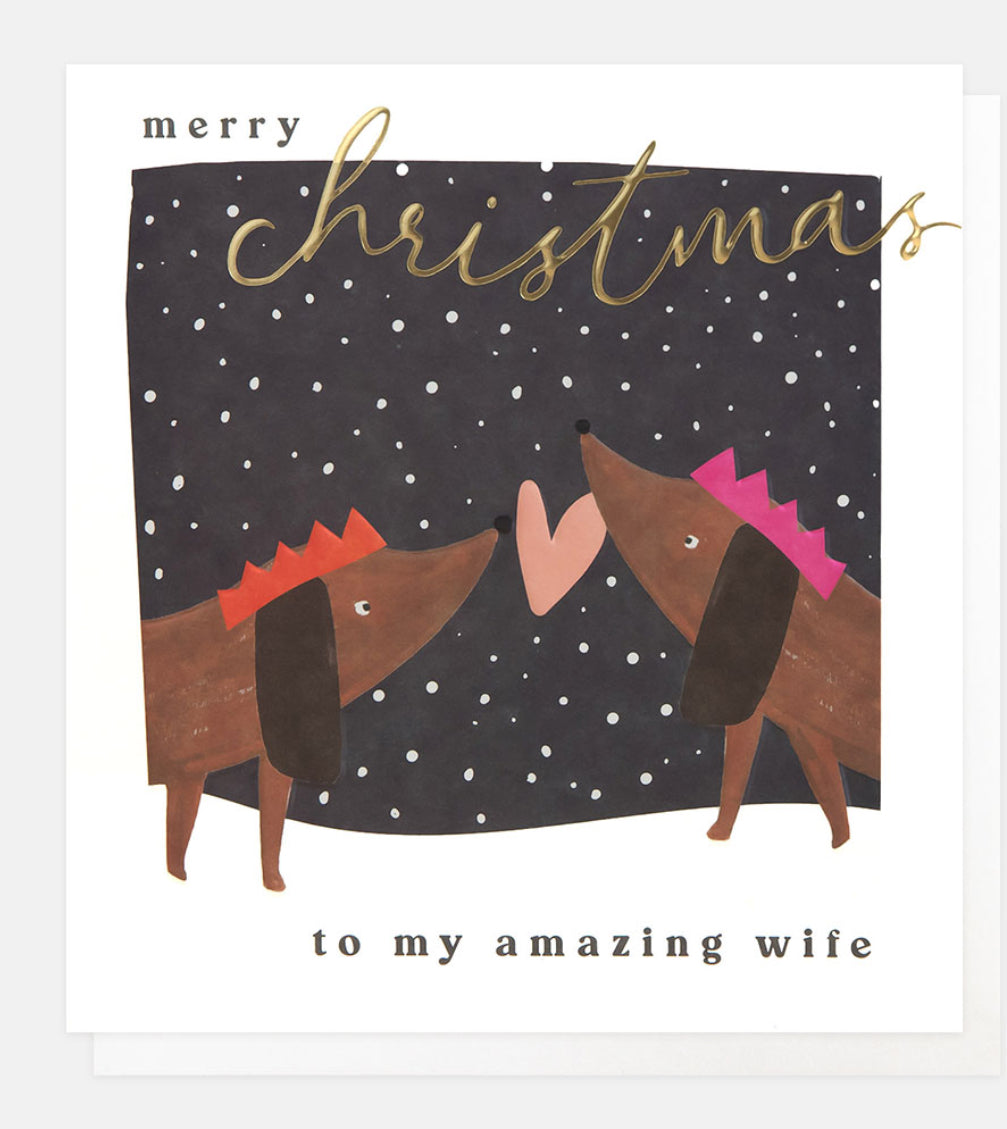 Wife Christmas Card - My Amazing Wife Sausage Dogs
