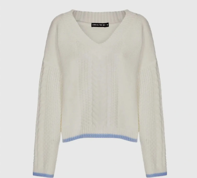 Emma V Neck Cable Knit Jumper