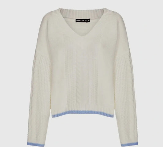 Emma V Neck Cable Knit Jumper