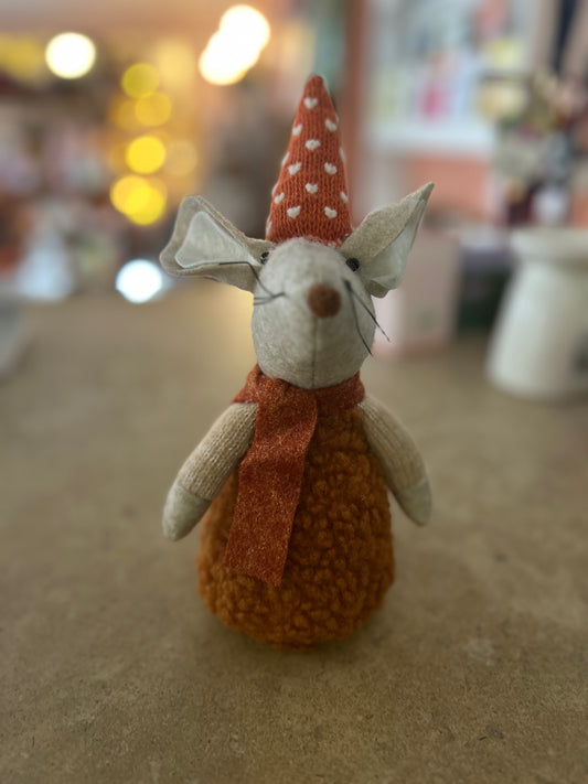 Sitting Autumnal Mouse Decoration