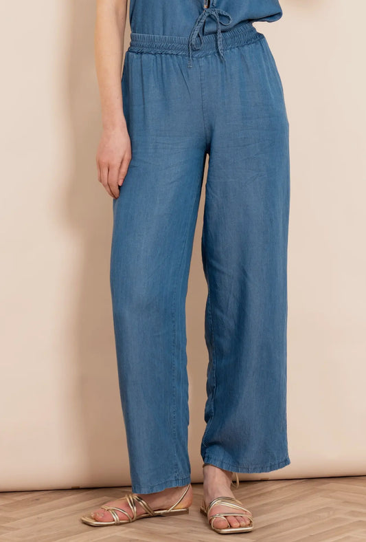 Ezra Chambray Wide Leg Trouser