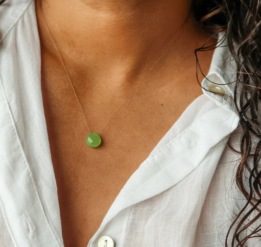 Prehnite Stone SilkCord Necklace