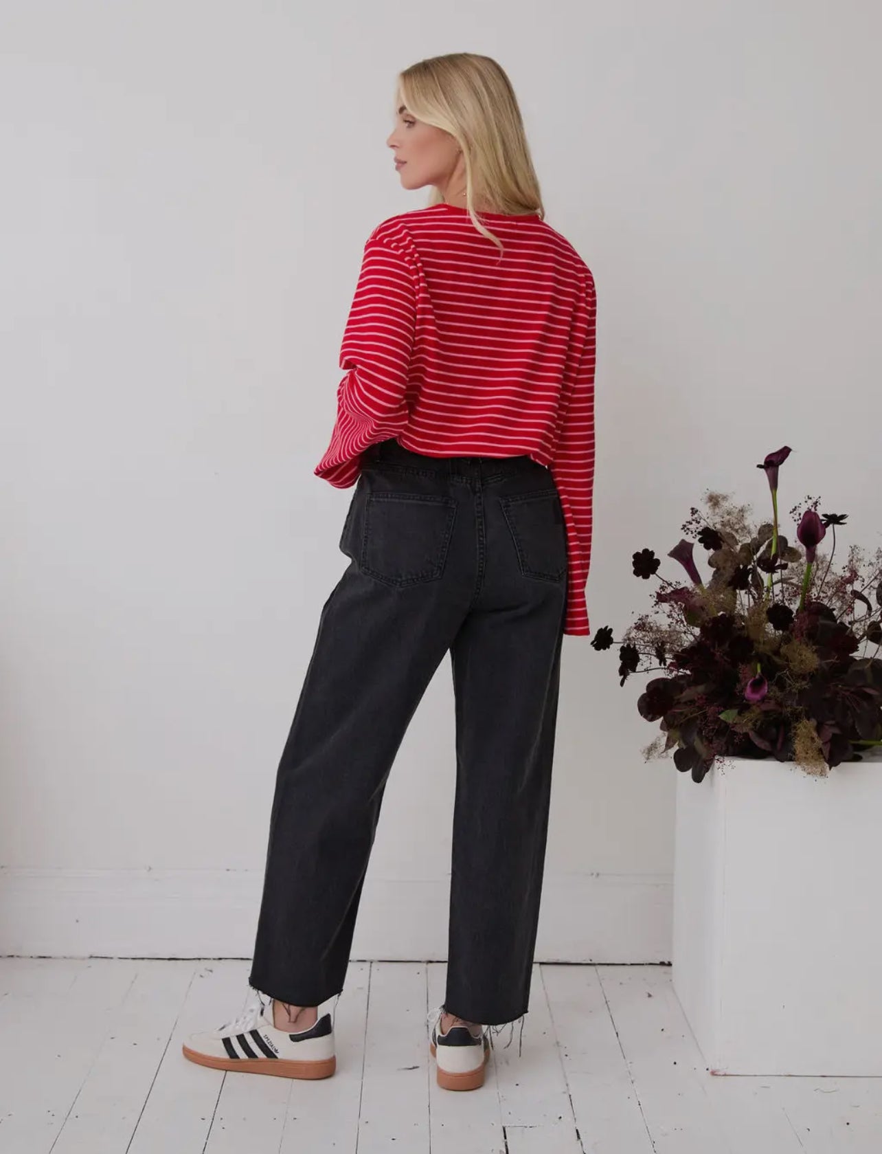 Celine Stripe Super Soft Long Sleeve Top - Cherry Red