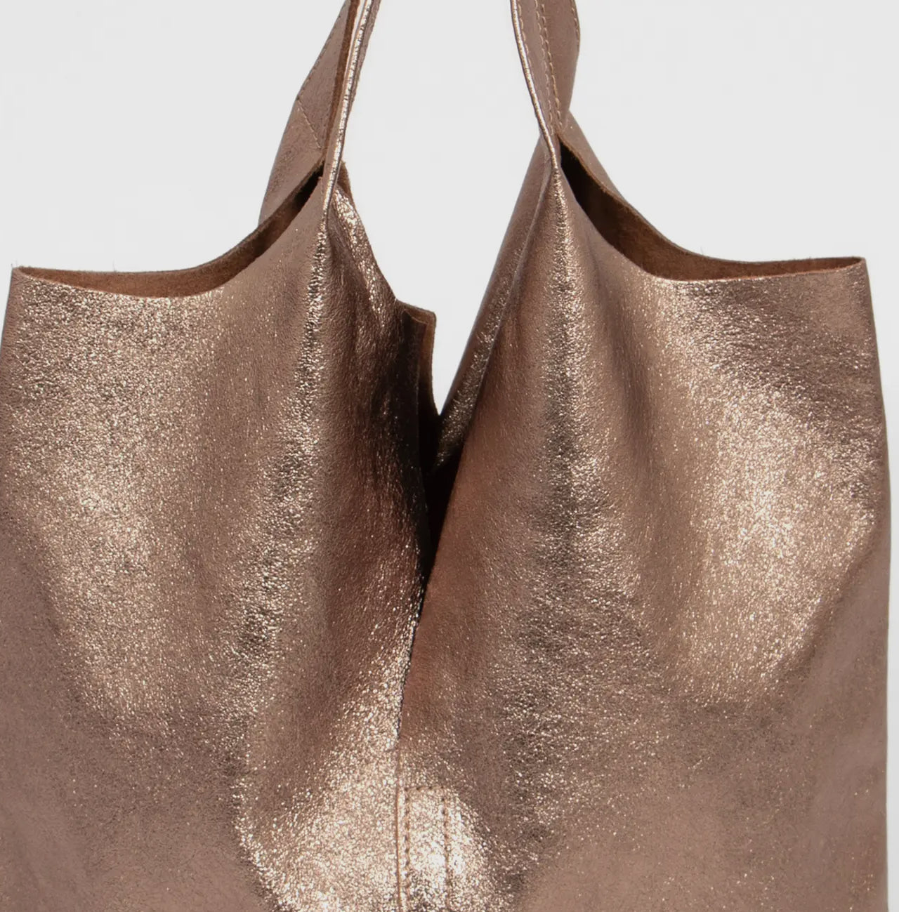 Gold Metallic Shoulder Bag -Italian Leather