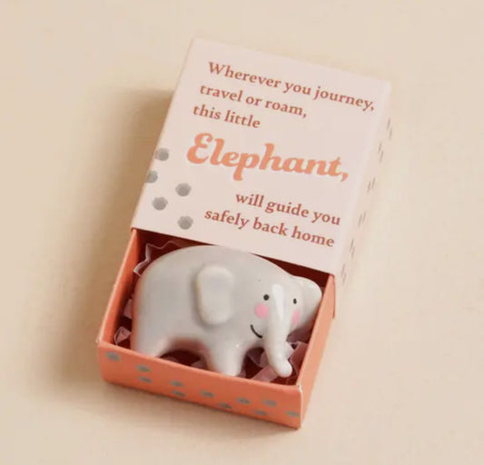 Match box ceramic gift token - elephant/ journey