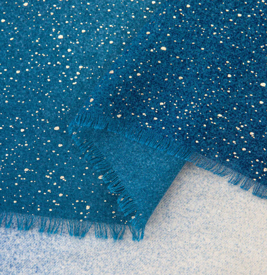 Hattie Lightweight Blue Ombré Scarf with gold detail