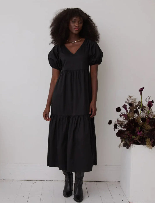 Black Tiered Maxi Dress - Penny