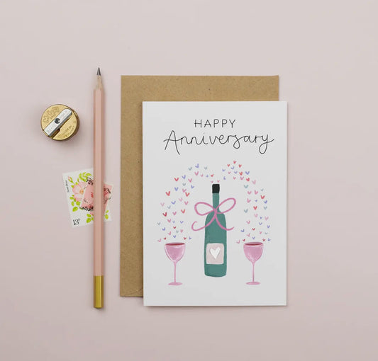 Happy Anniversary Wine Card