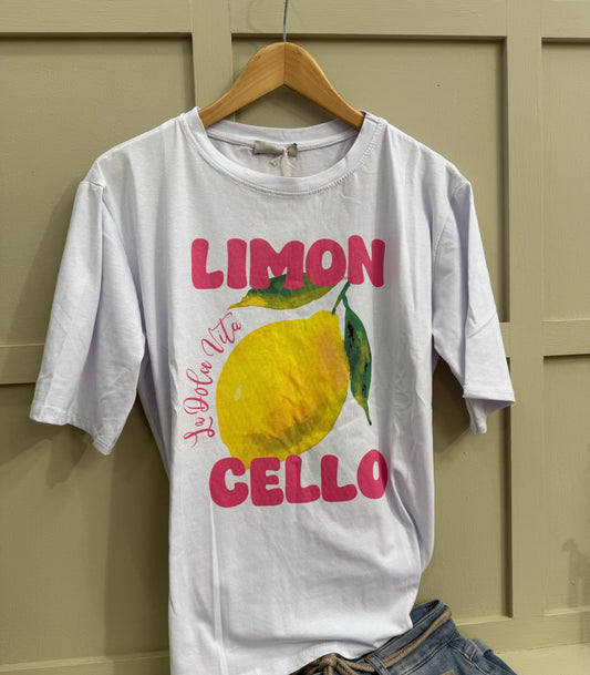 Limoncello Fun Oversized White Graphic Print T-shirt