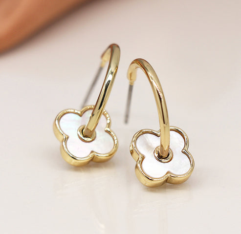 Hoop Quatrefoil Earrings - 14k Gold Plated