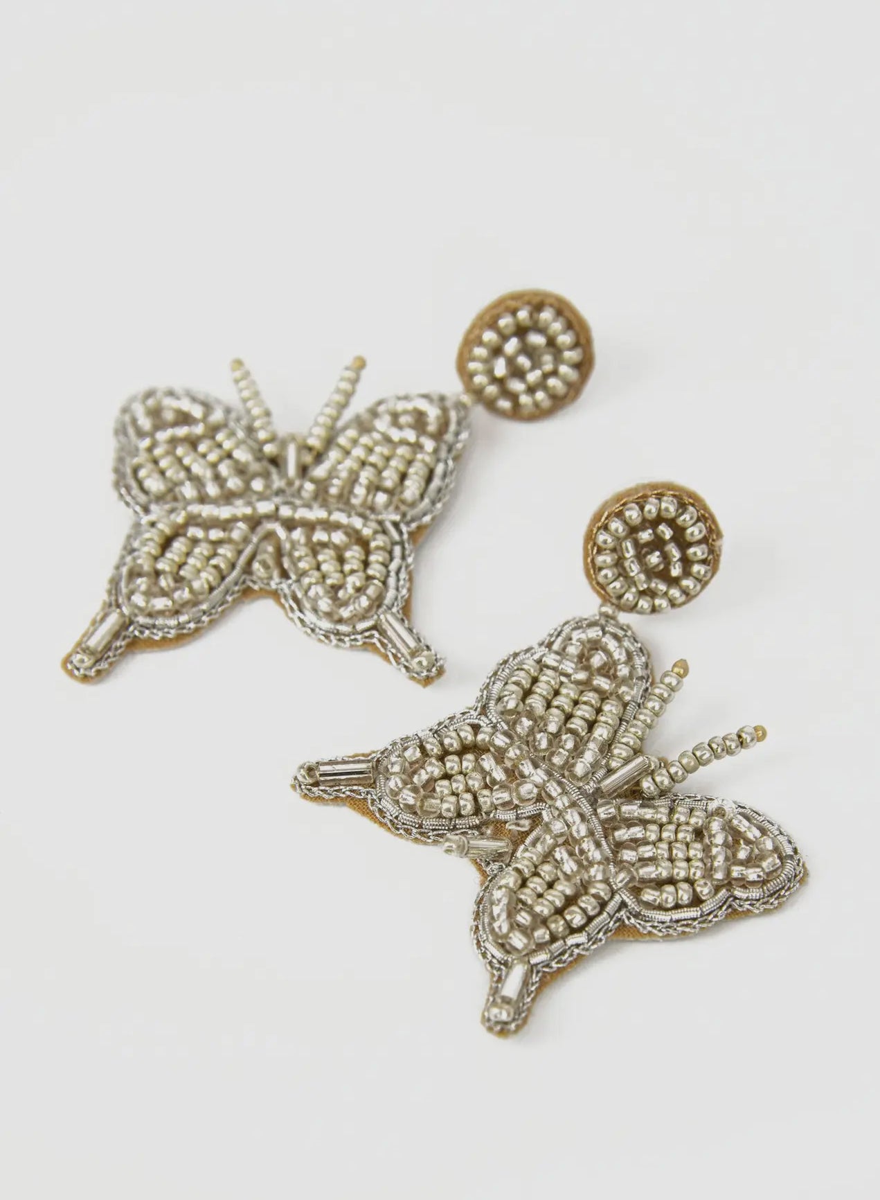 My Doris Beaded Butterfly Silver Drop Earrings