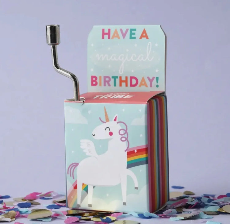 Happy Birthday Wind up Music Box - unicorn style