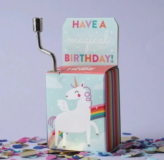 Happy Birthday Wind up Music Box - unicorn style