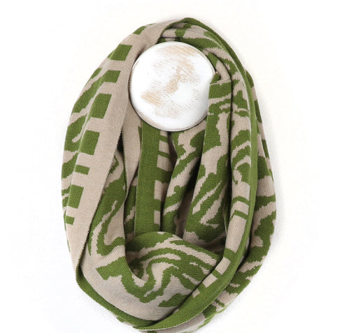 Green Animal Print Snood Scarf