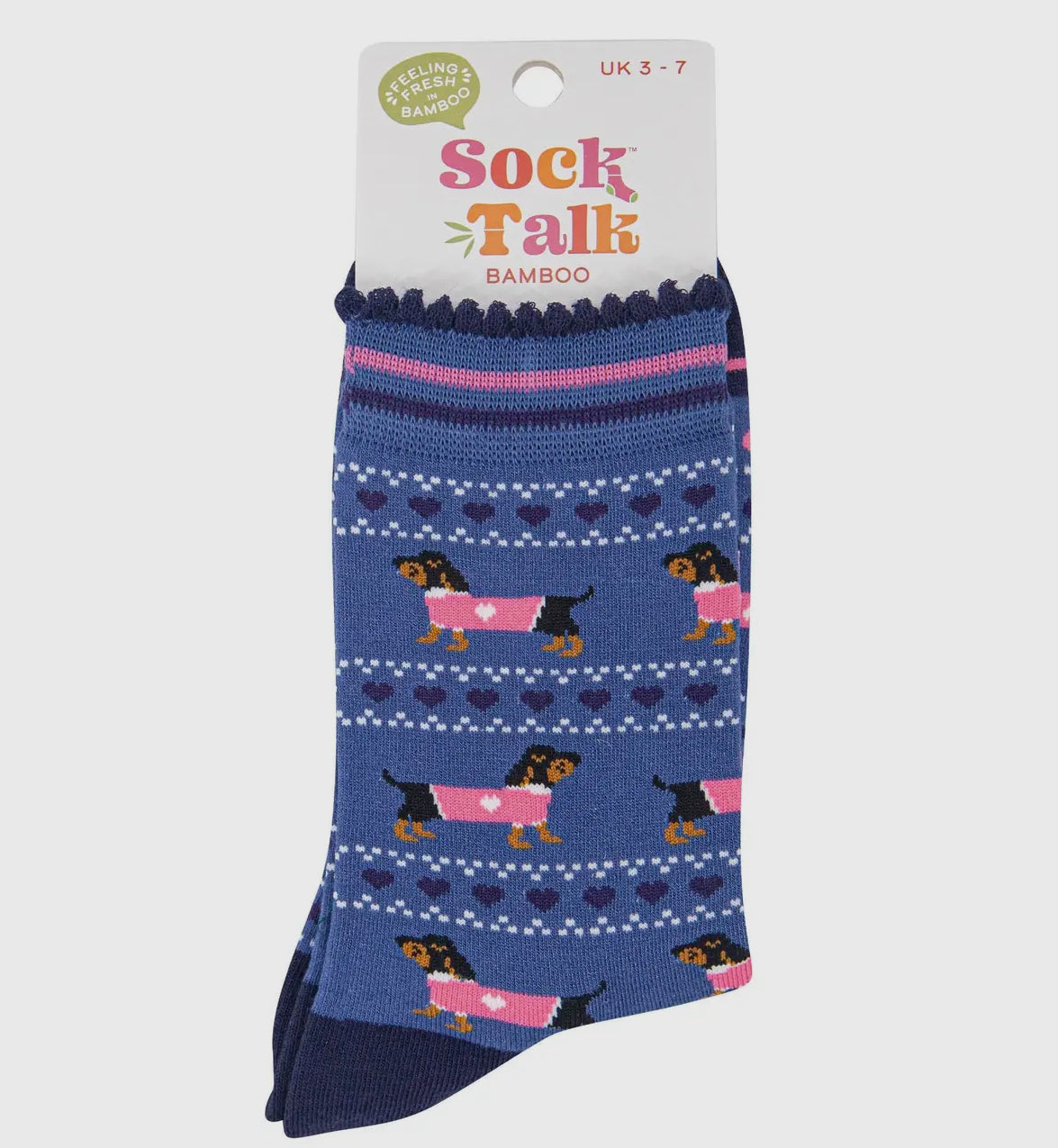 Ladies Bamboo Socks - Sausage dog in jumper