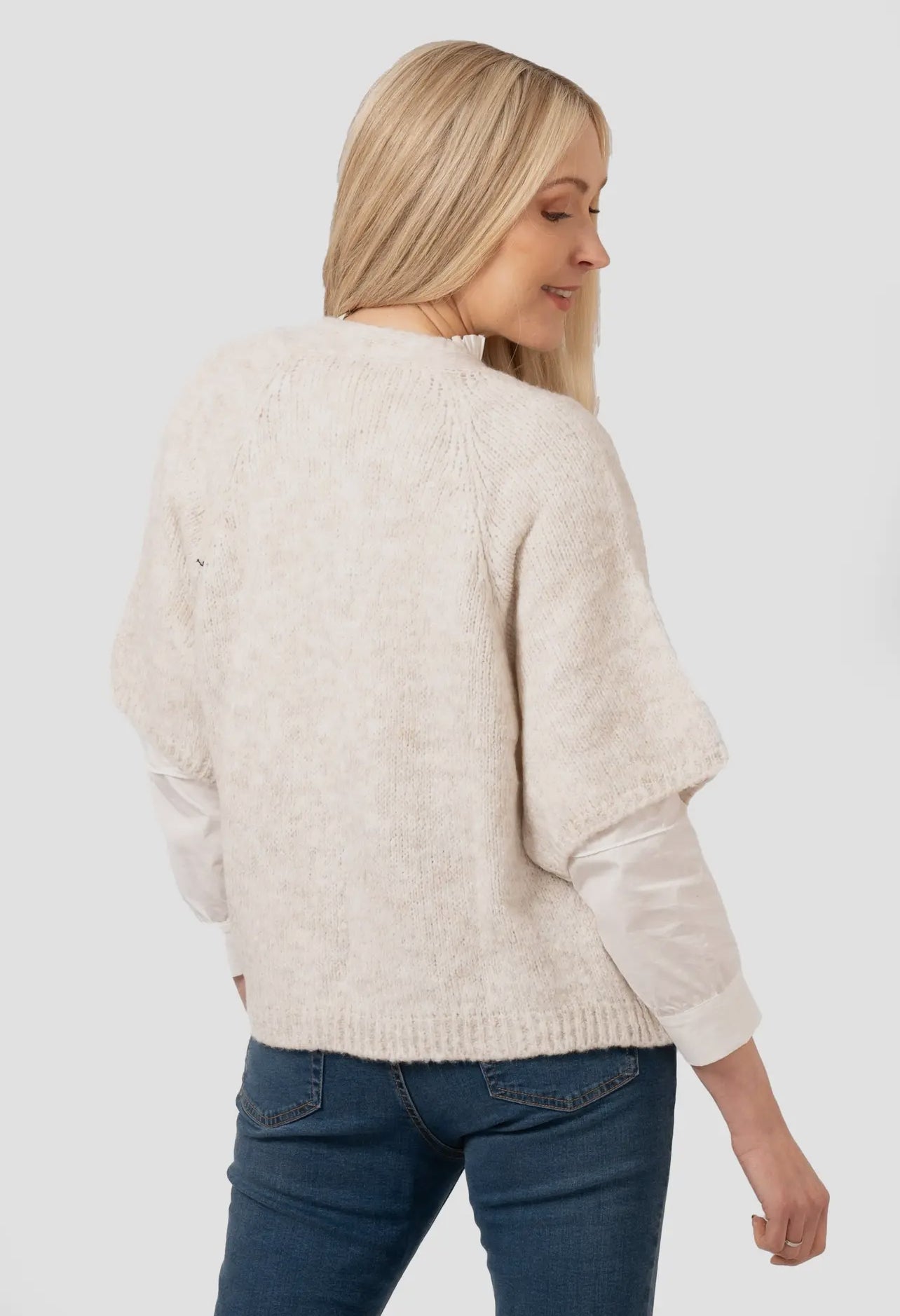 Amelie Wool Short Sleeve Open Cardigan - Cream