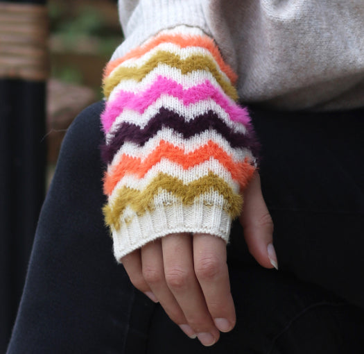 Super Soft Autumn Bright Chevron Wrist Warmers