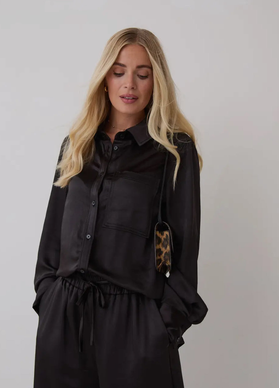 Black Luxe Satin Shirt