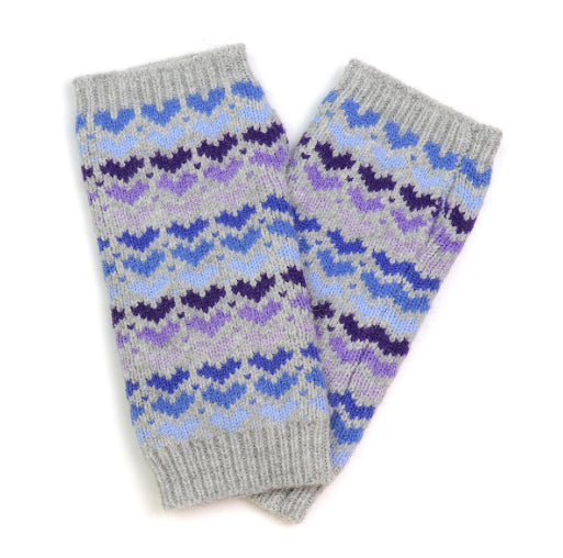 Blue & Grey Heart Knitted Wrist Warmers