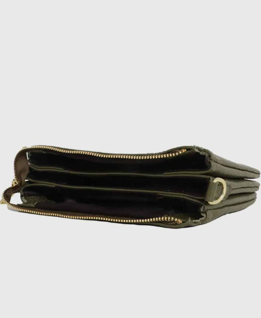 3 Compartment Cross Body Bag - Italian Leather