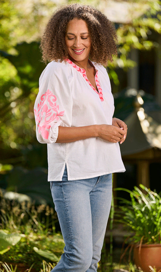 Sorrento Embroidered Cotton Top