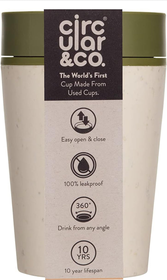 Circular & Co Leakproof Reusable Cup - 8oz/220ml (cream and green)