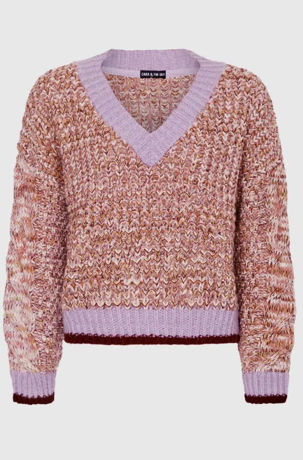 Amy Lilac Multicolour Cable Knit Jumper