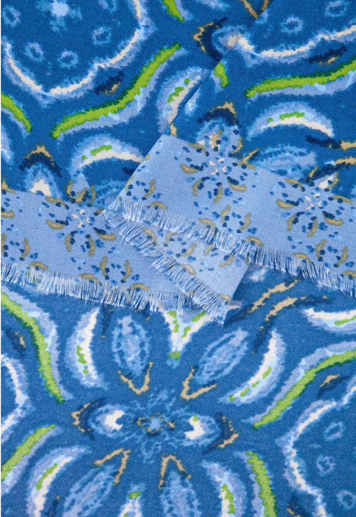 Pauline Lightweight Blue Floral Mosaic Scarf