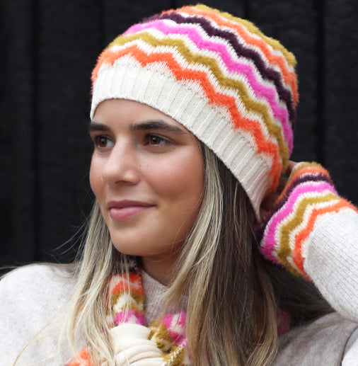 Super soft multi mix chevron beanie hat