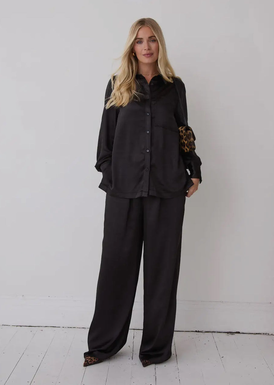 Black Luxe Satin Shirt