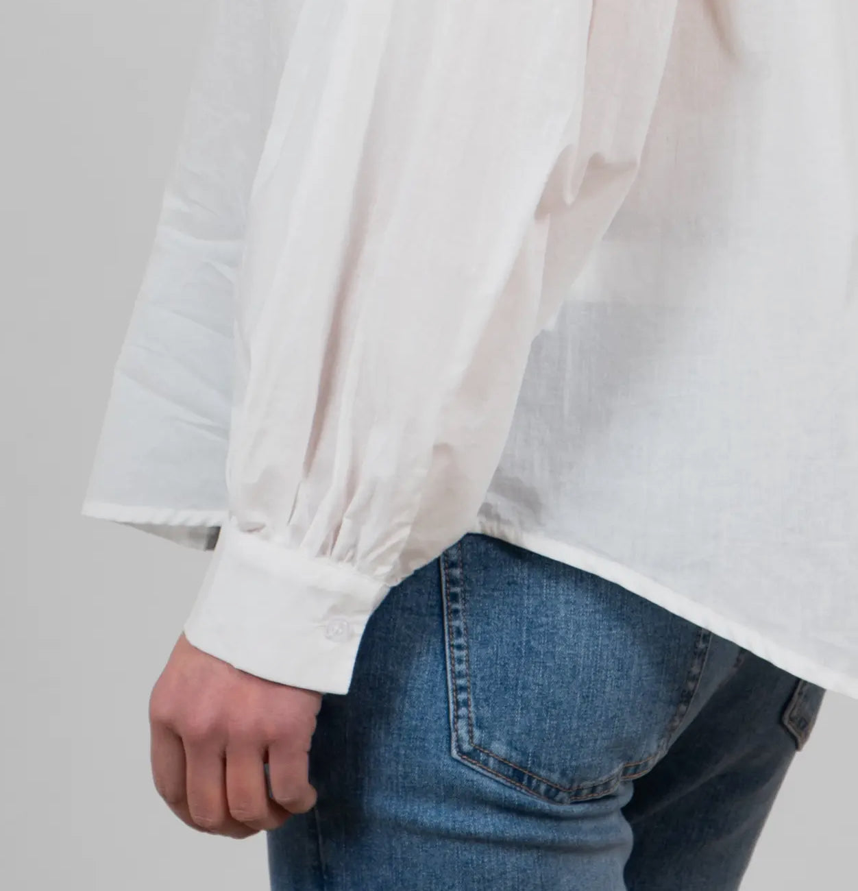 Collarless White Shirt